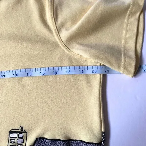 Koret Top Tee Women Large Yellow Multi Embellished Rhinestones Shopping Scenes - Picture 11 of 12